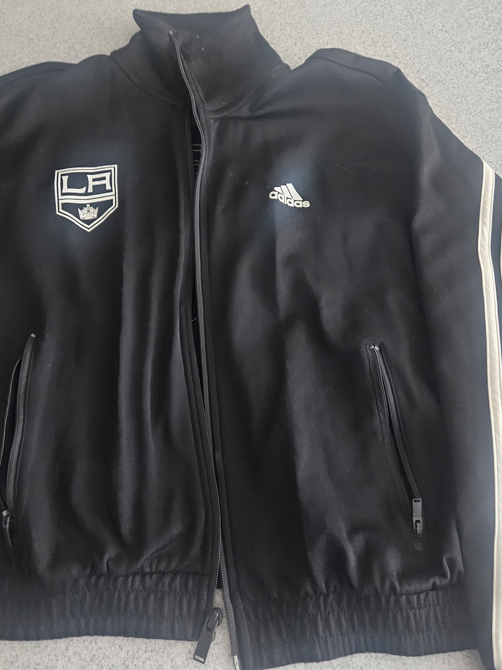 adidas Black Track Jacket with White LA Kings Crest